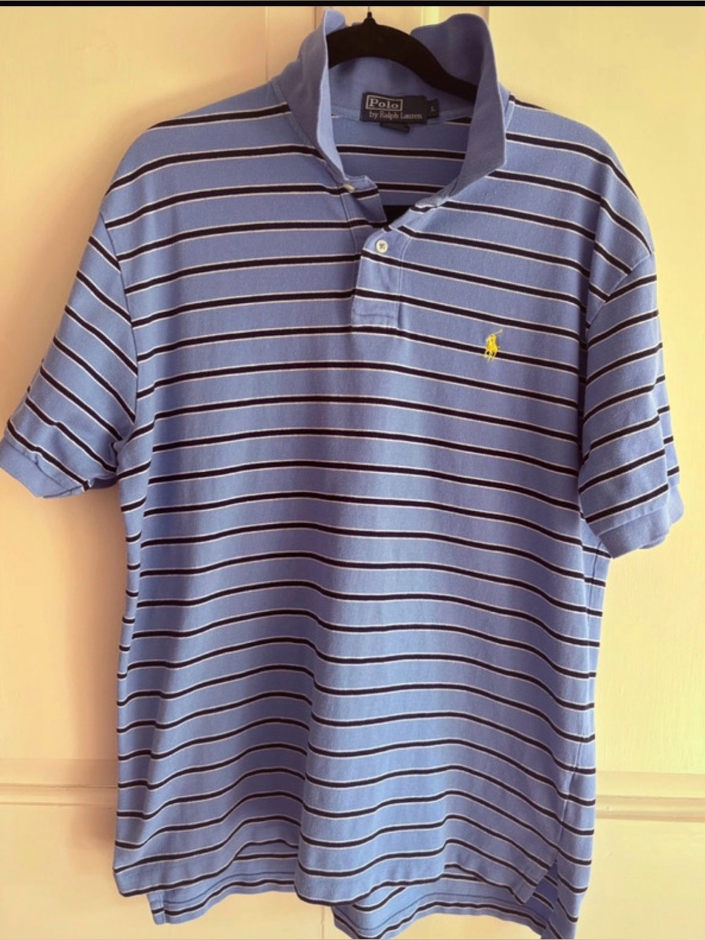 Vintage 90s Ralph Lauren Polo shirt White/ Navy /cornflower blue / men’s large